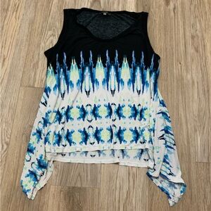 Rose & Olive Sleeveless Tie Dye Long Tunic 3X Stretchy Jersey Knit